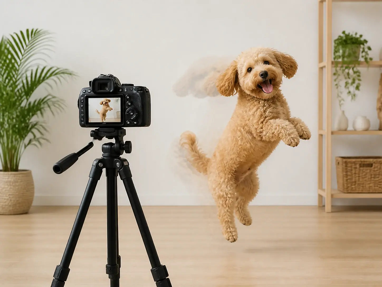 A pet account creator picking a clear dog photo to build a vertical ai dog dancing post