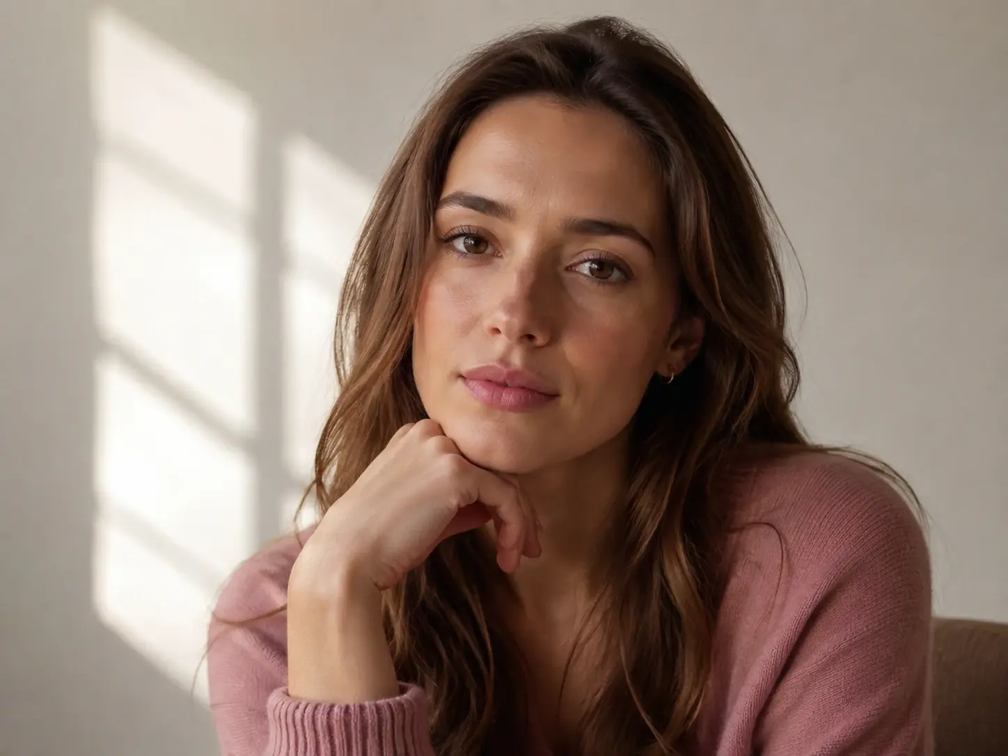 Realistic female portrait with natural skin detail and a defined visual mood