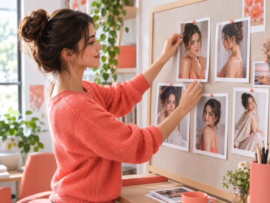 Creator planning a consistent virtual female character portrait series