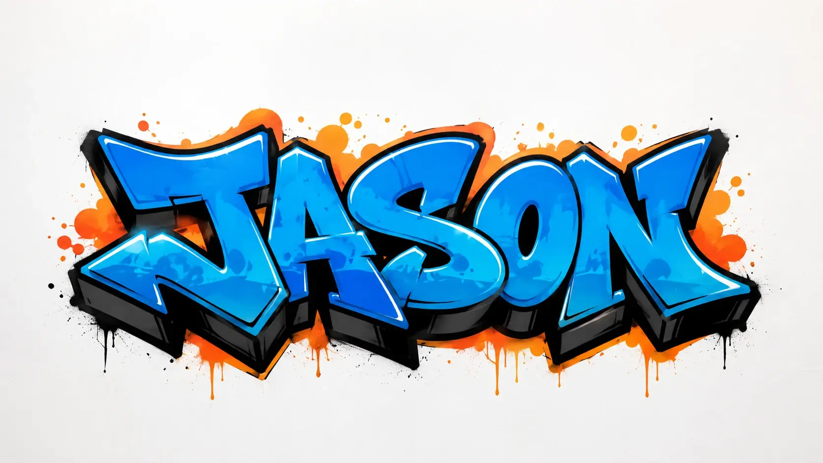 Readable graffiti word art spelling a name in bold outlined letters