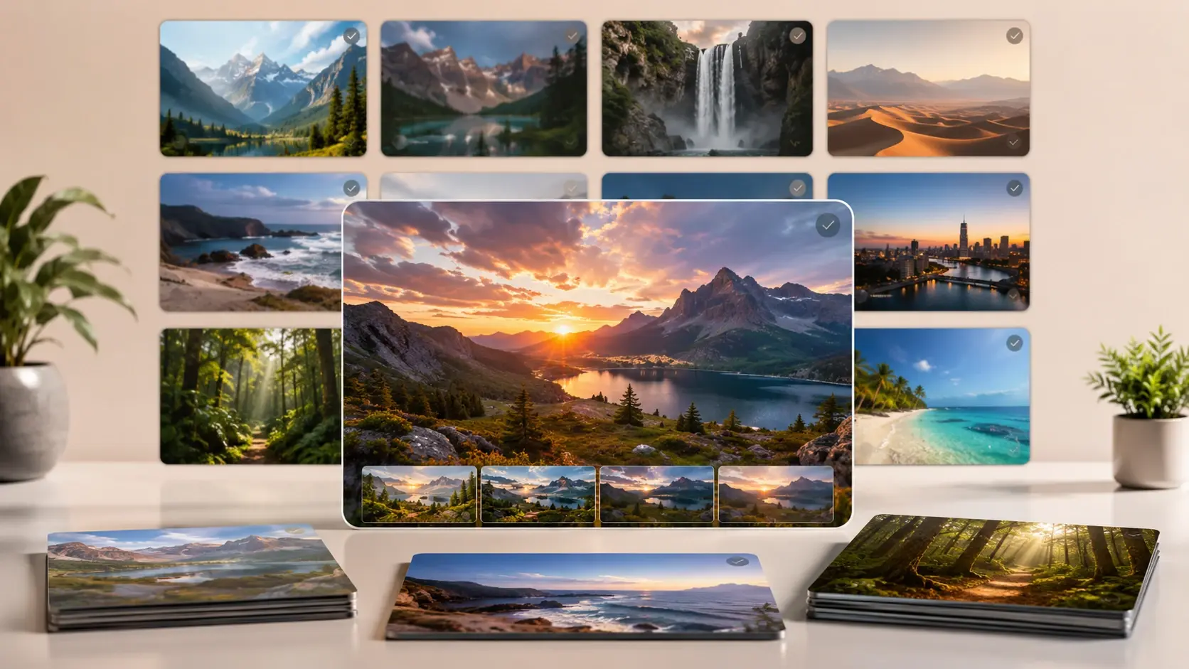 Workspace gallery of extended images ready to reopen, re-extend, or download without a watermark