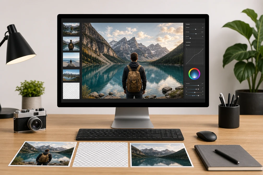 Press generate and VideoAI merges the tagged elements into one new image. If it misses, rewrite the prompt or change which element you borrow and run it again. When the picture looks right, download it at your chosen aspect ratio.