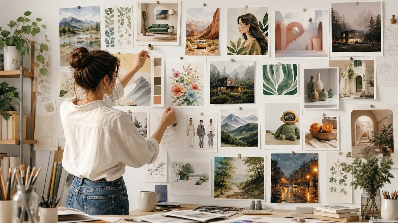 Designer exploring visual concepts with the text to image generator