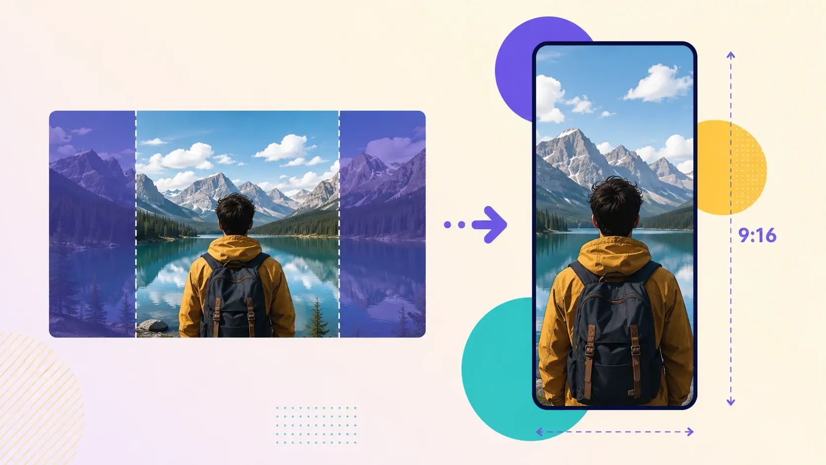 Vertical framing preview showing 9:16 Instagram reel output from an ai reel maker