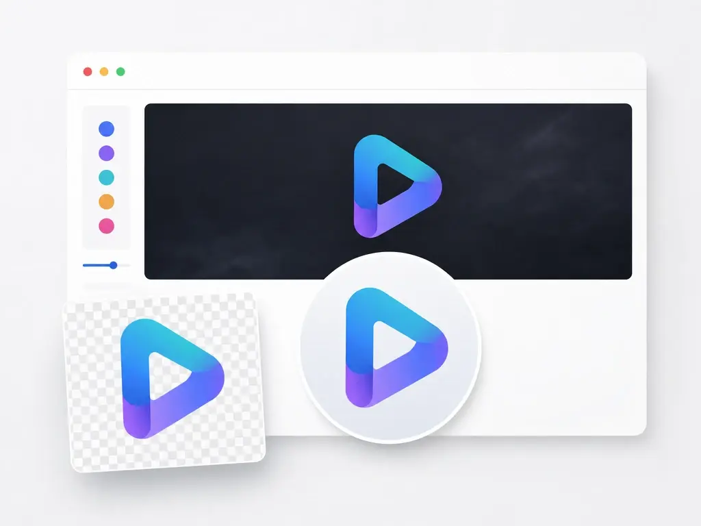 Creator logo as a transparent PNG placed on a dark channel banner and bright avatar