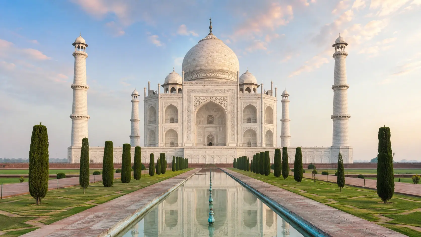 Landmark travel photo with the crowd cleared away and the architecture rebuilt seamlessly