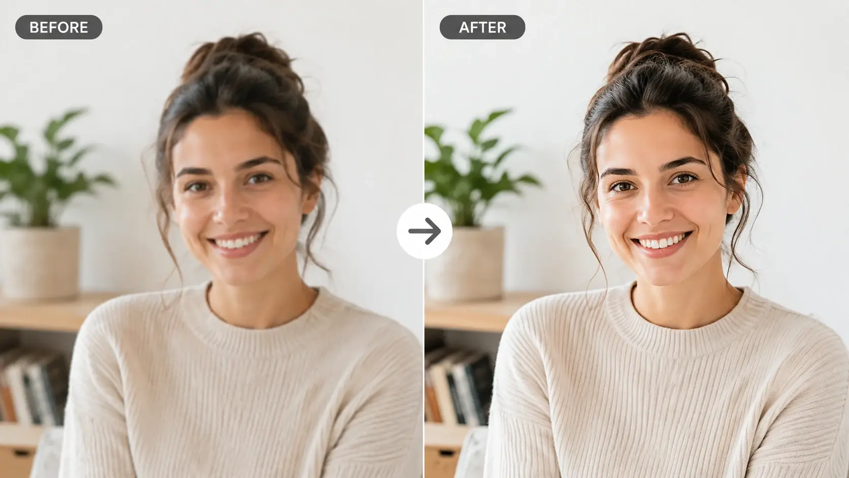 Enhanced photo with clearer edges and natural detail displayed in a bright download workspace