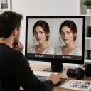 Photographer reviewing enhanced portrait edges before client delivery