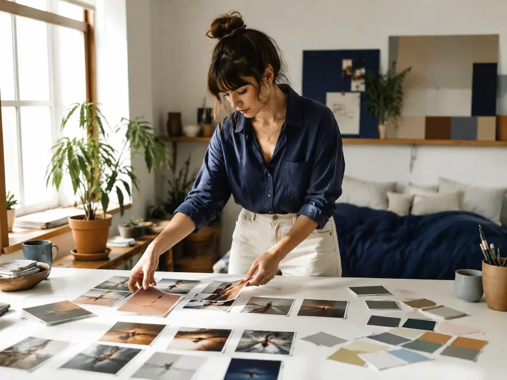 Social creator choosing cover and thumbnail visuals from generated photo options
