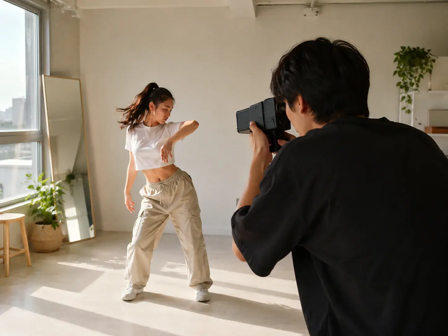 Short video creator previewing a sway dance MP4 from a portrait photo