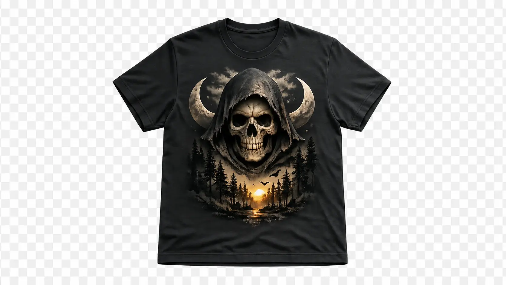 Shirt design on a transparent checkerboard background ready to download