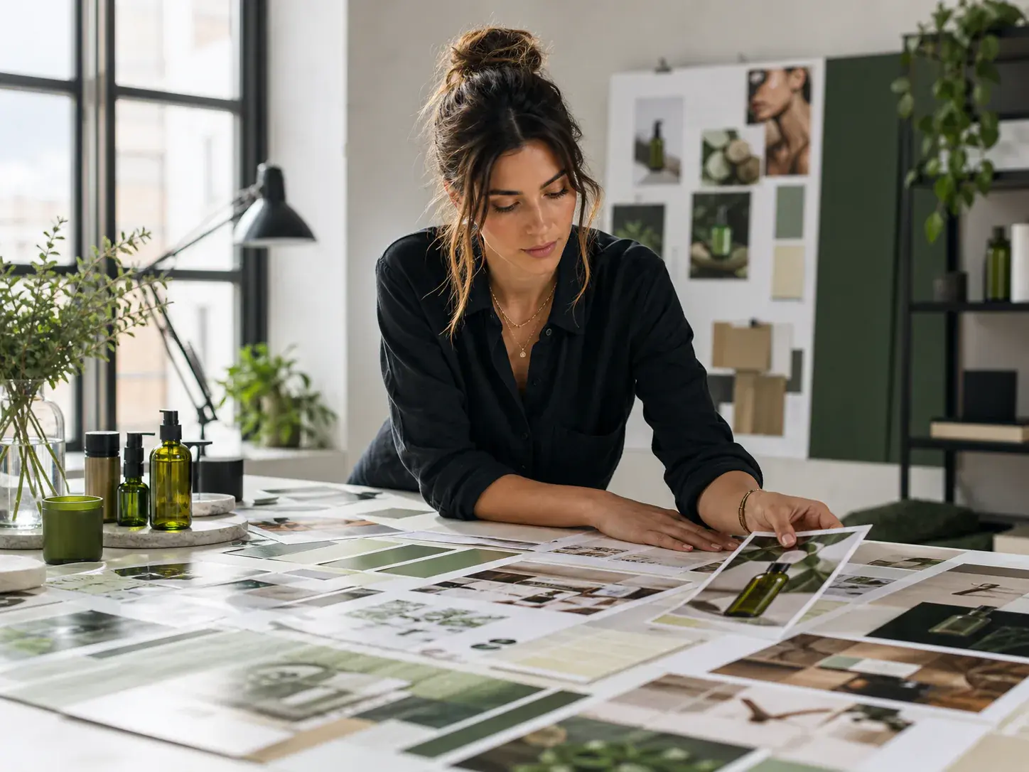 Brand editor arranging product images, scene references, and audio direction