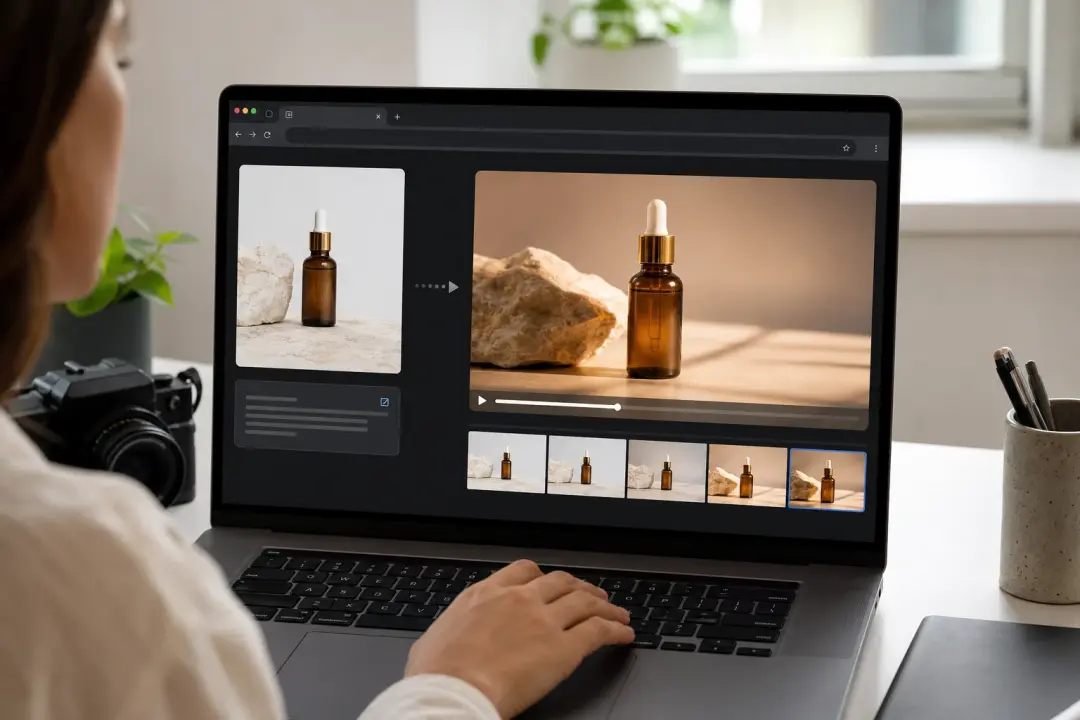 Product Shot with Camera Drift example for AI Video Generator from Image and Prompt Online