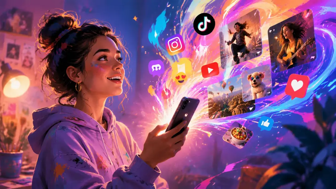 AI generated social media video clip with dynamic motion and vibrant colors
