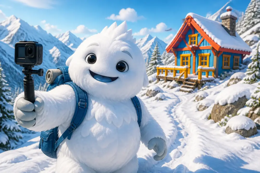 Yeti Vlog Generator finished video scene created with VideoAI