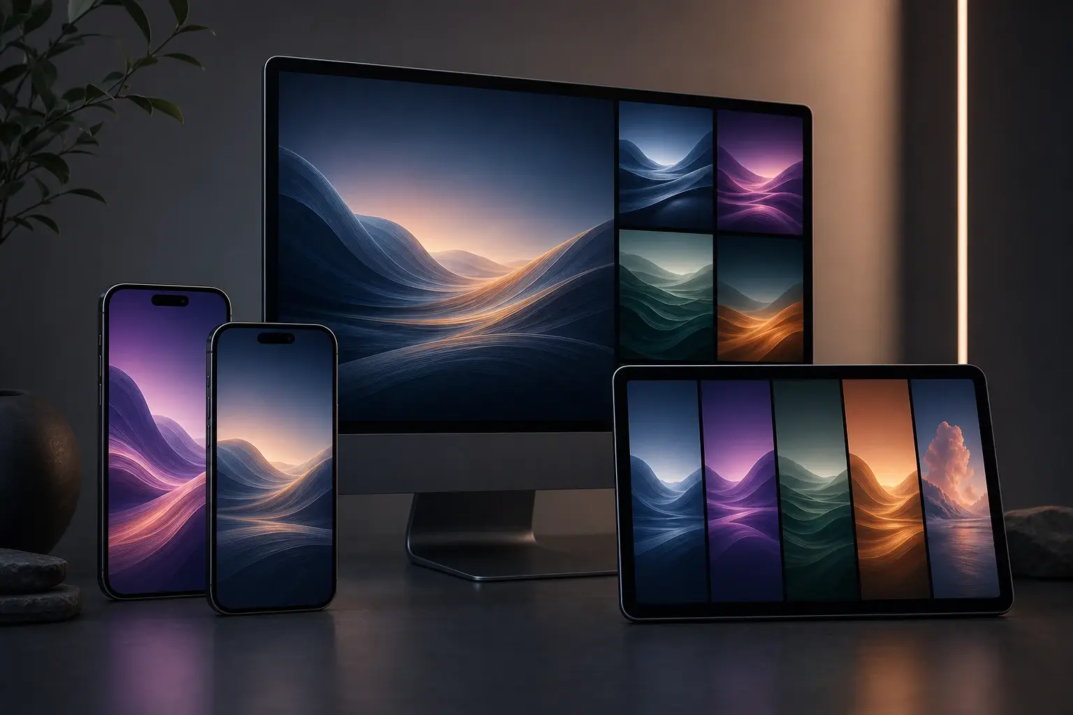 Content creator previewing phone art made with an ai wallpaper generator
