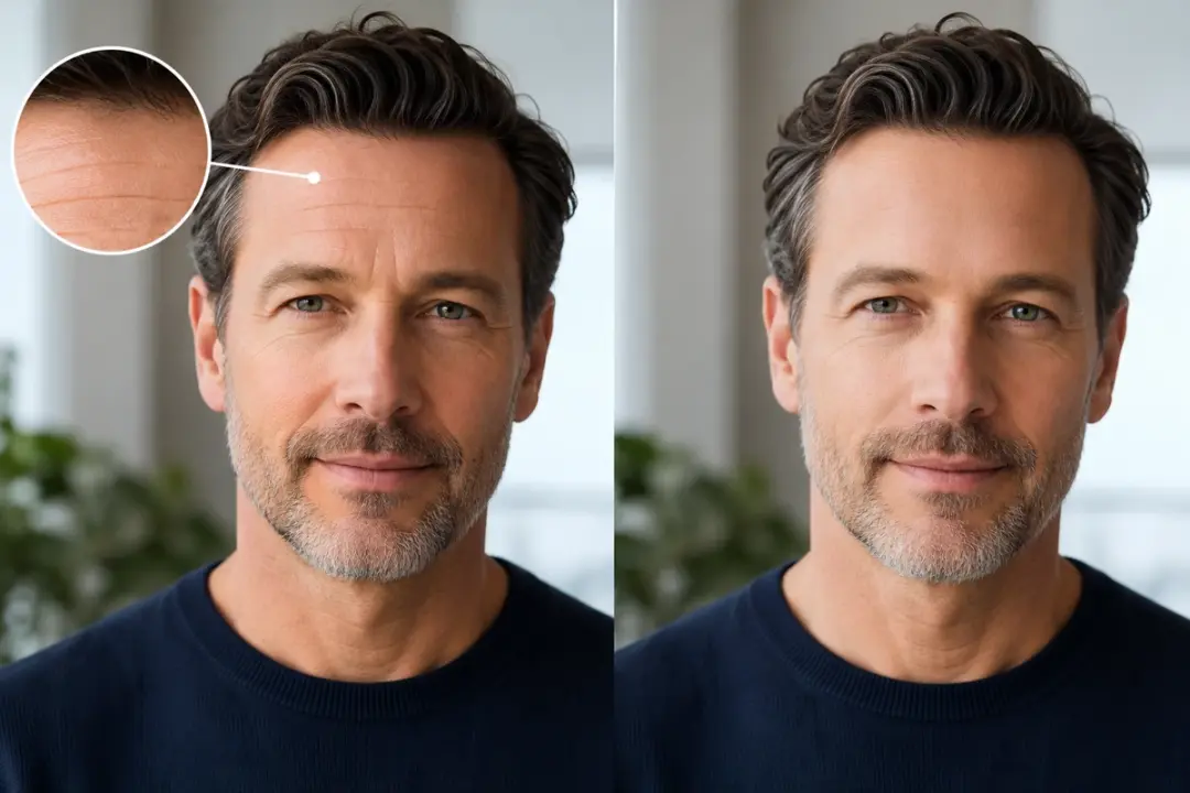 remove forehead wrinkles using ai wrinkle remover in a practical workflow