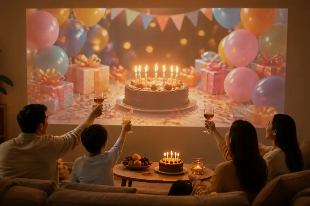 Create a birthday celebration video video scene