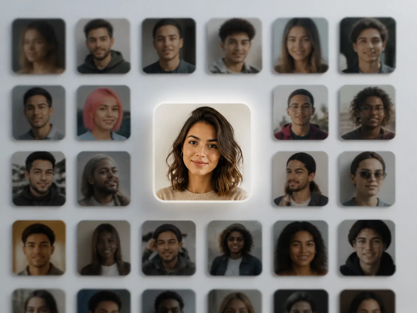 Forum profile grid with one clear square avatar standing out in a busy community