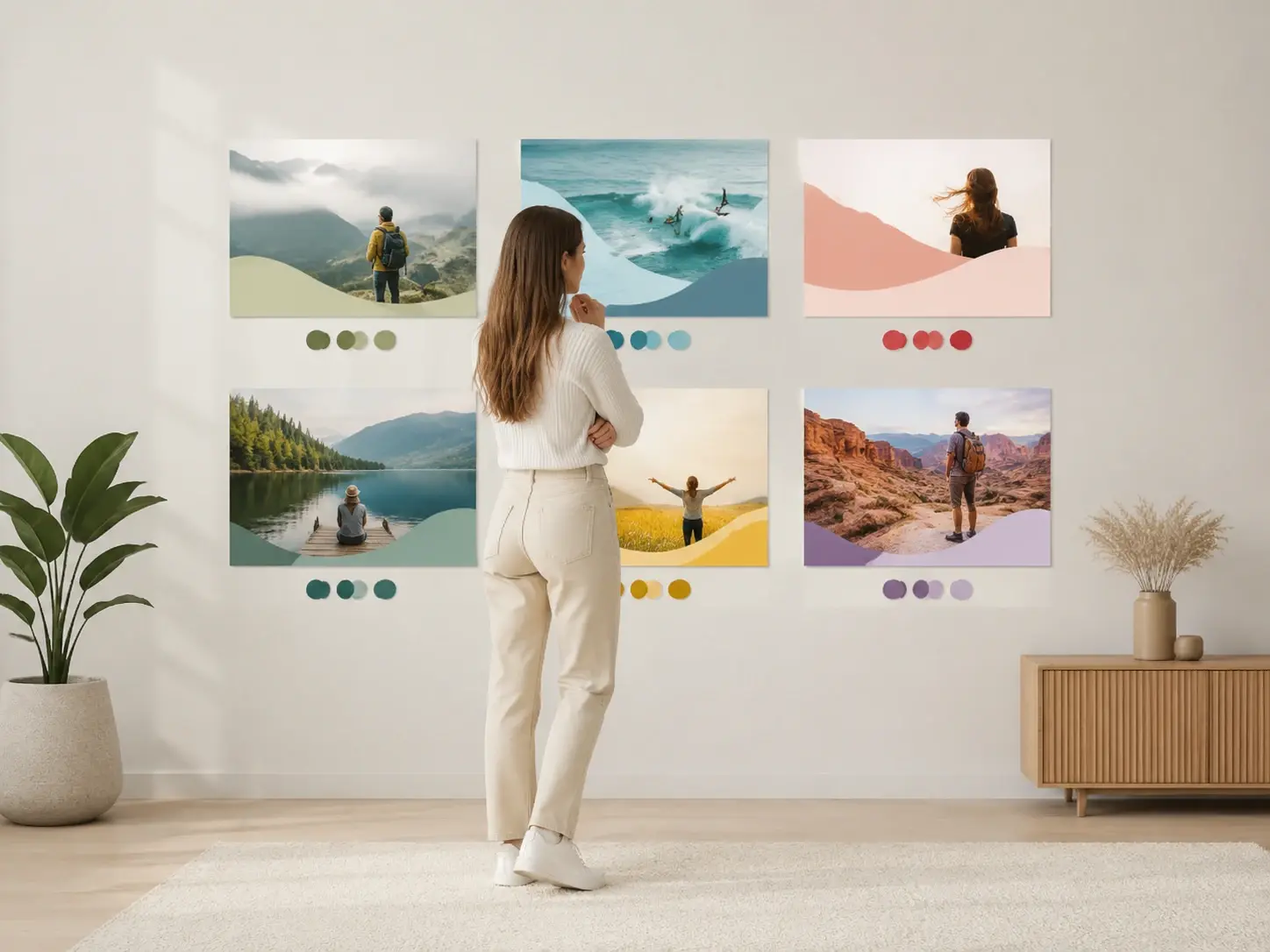 A marketer comparing several campaign banner versions generated for social placements
