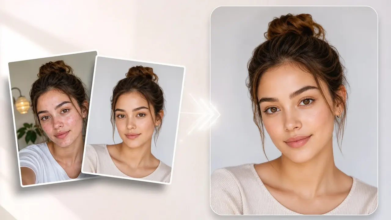 A selfie and a headshot uploaded as JPG and PNG into the blemish remover photo editor
