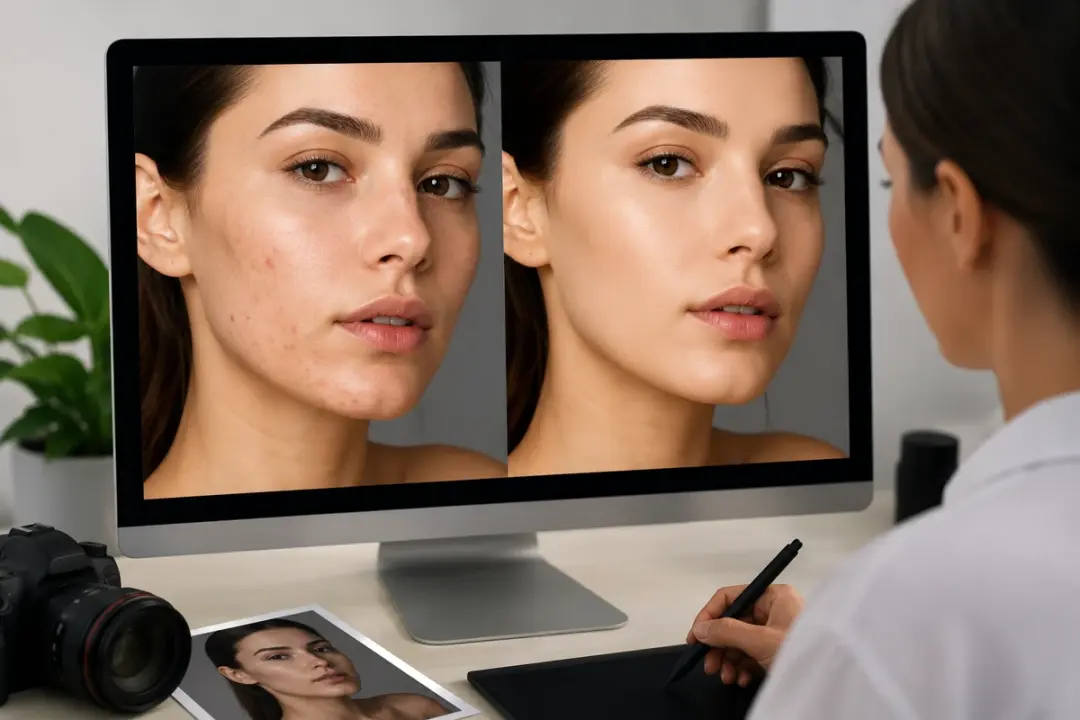 Model Photos For A Product Listing using blemish remover in a practical workflow