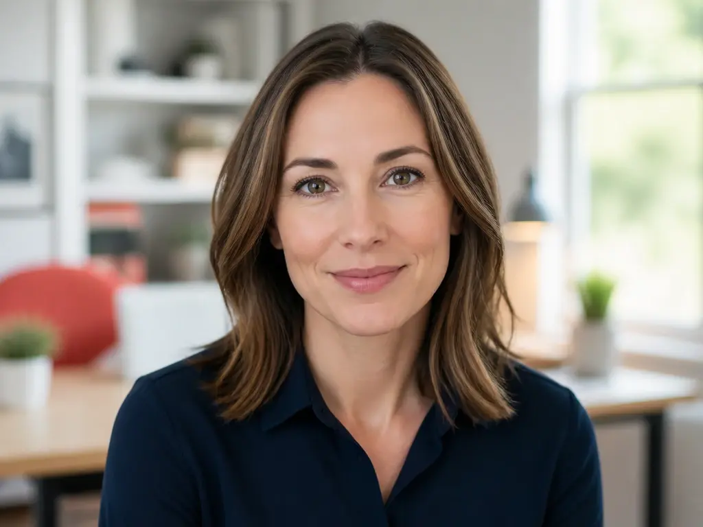 Profile portrait with clear facial detail and a softer room background