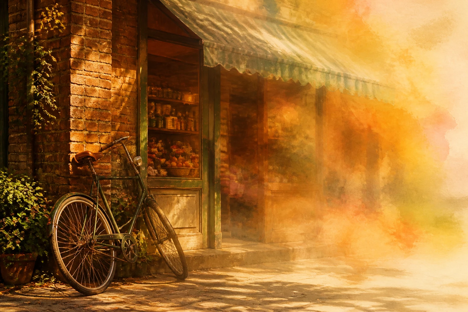 The same street scene beginning to soften as one blur style takes hold across the frame