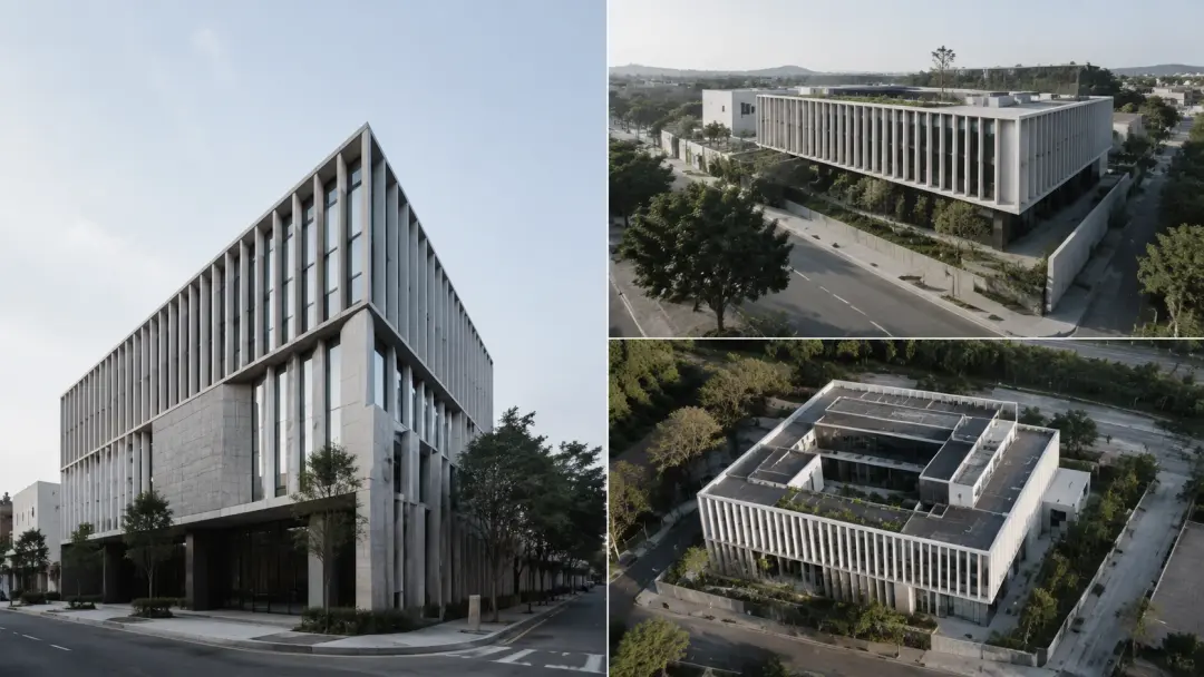 Modern building from three architectural perspectives