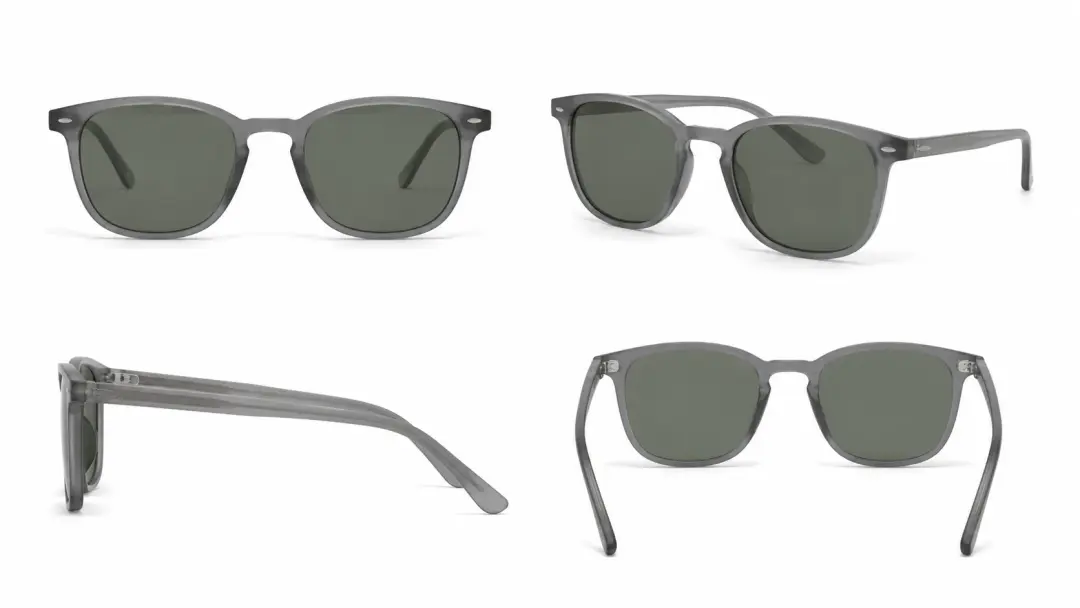 Sunglasses photographed from four angles for product catalog