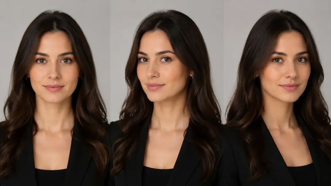 Professional headshot from three angles with consistent lighting