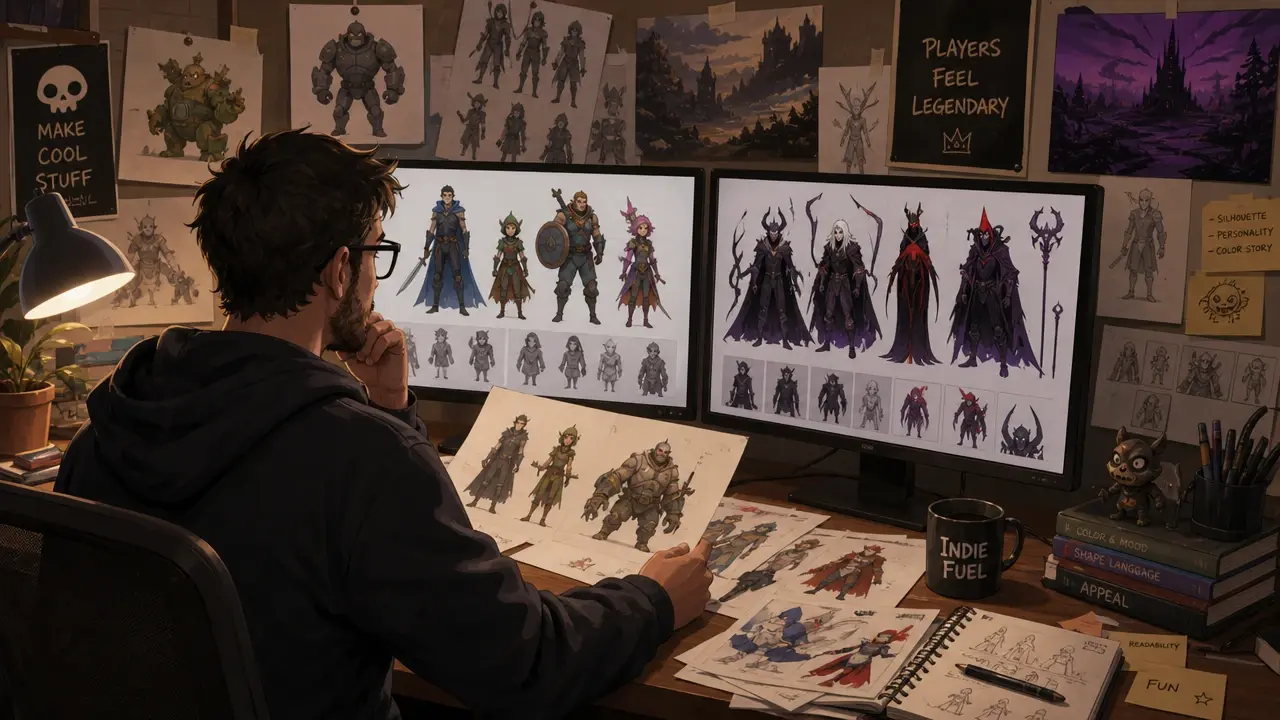Game developer prototyping character designs with the AI character maker
