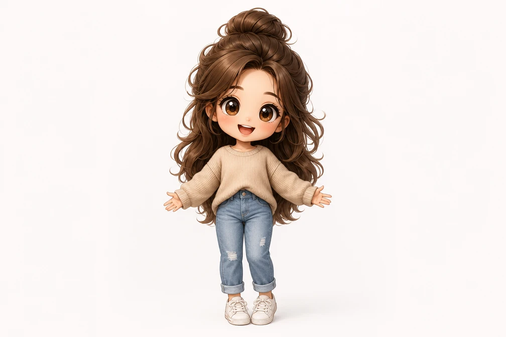 Download options for a finished chibi with high resolution and transparent PNG choices
