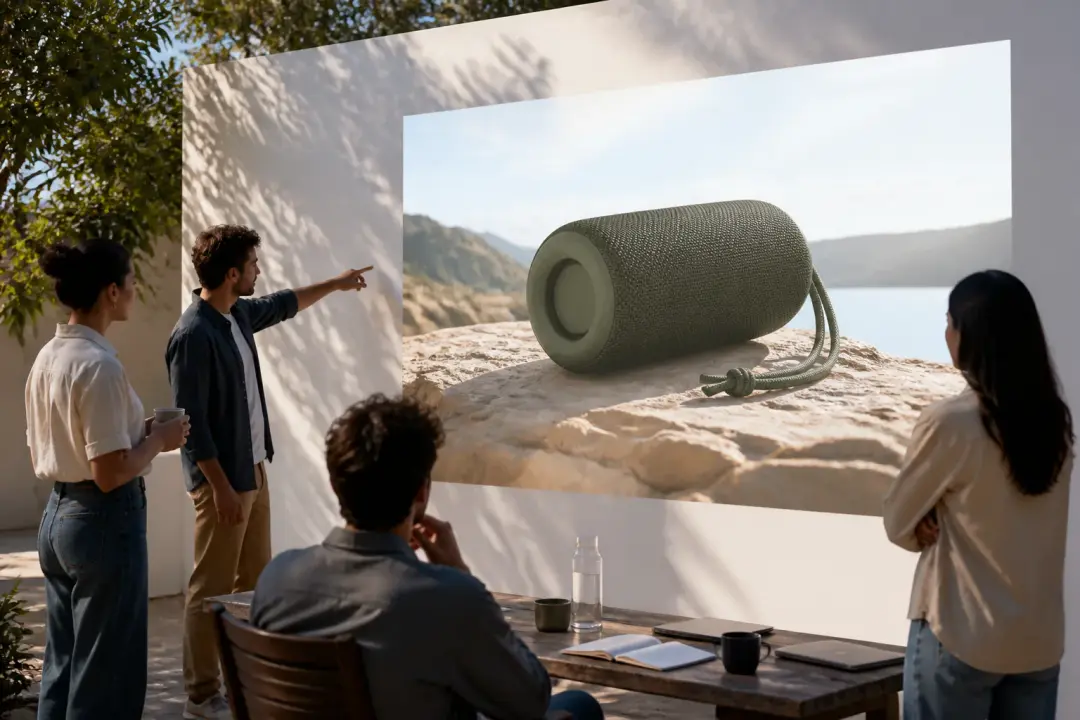 Campaign concept previews shown as a finished VideoAI video scene