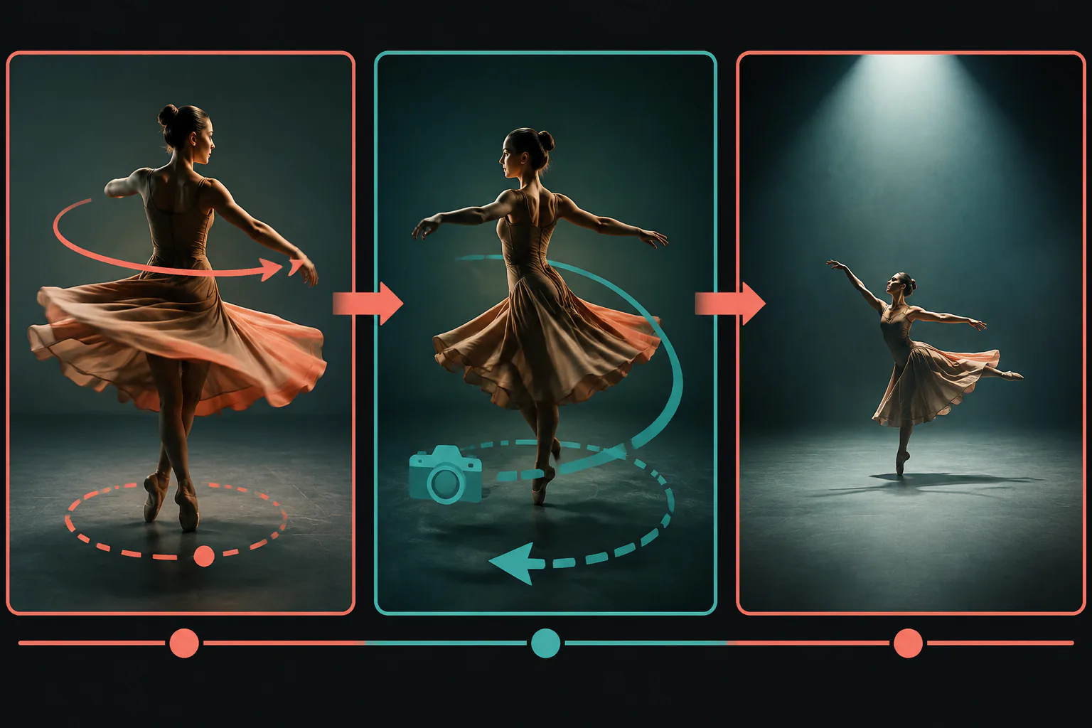 Prompt fields describing timed photo segments, subject motion, camera movement, and music