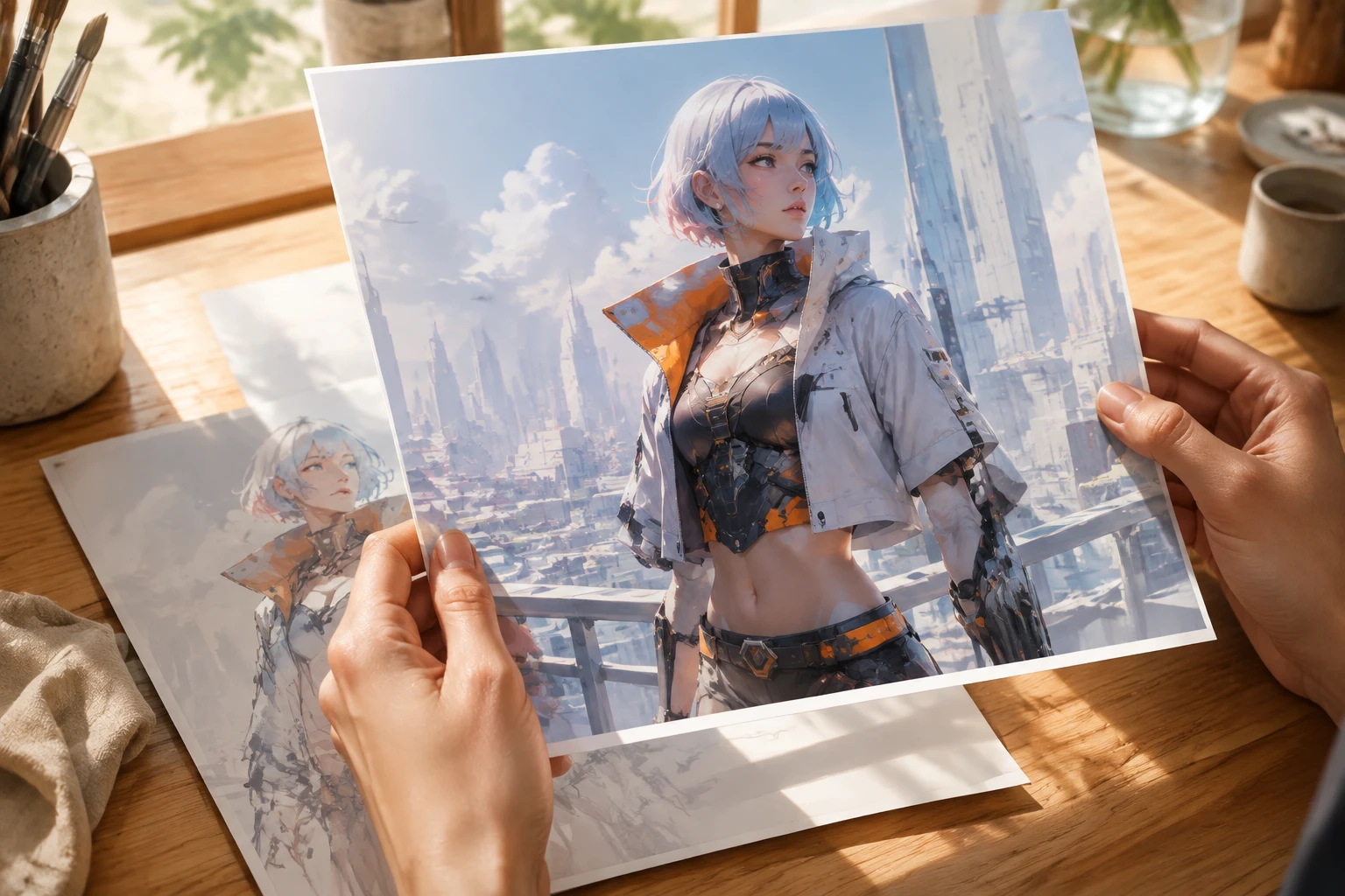 Refined original cyberpunk character image prepared for a 4K download