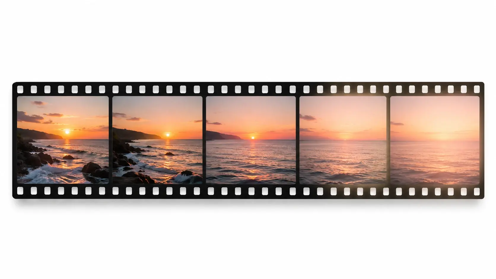 Film strip showing original frames and AI-generated extension frames