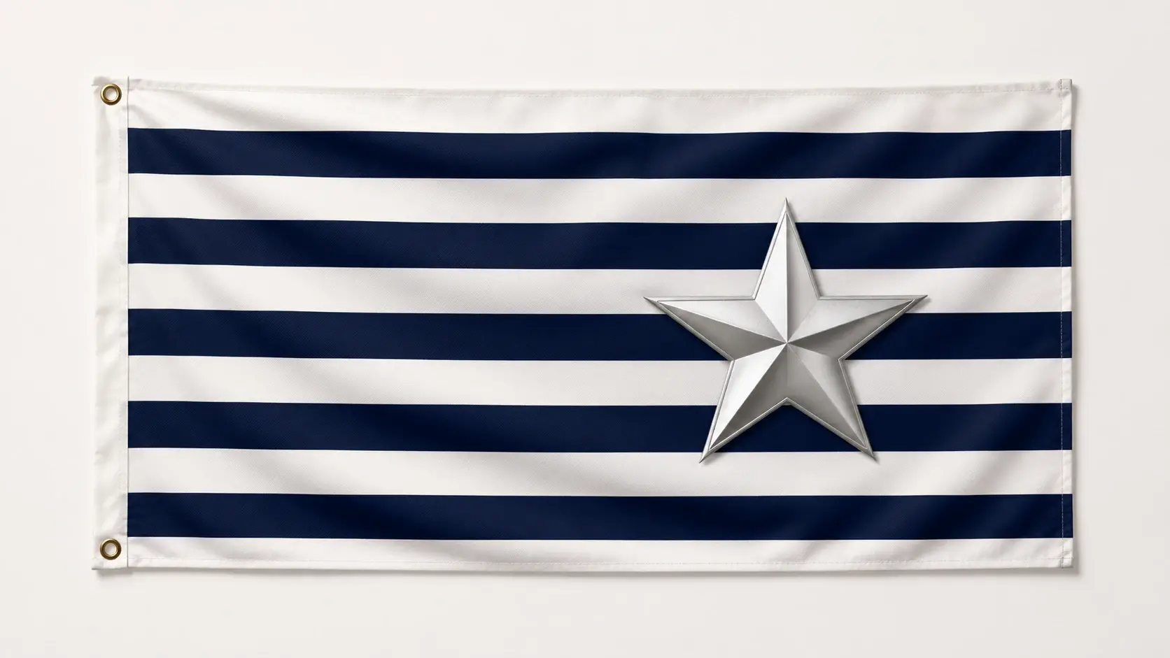 Prompt box describing navy stripes and a silver star beside the generated flag design