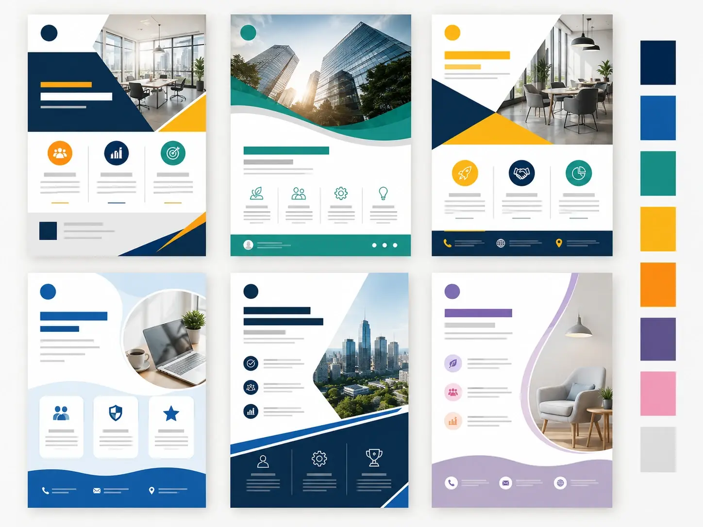 Several flyer design candidates showing different composition and message hierarchy
