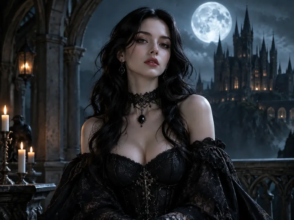 Creator workspace with gothic portrait drafts for social and campaign visuals