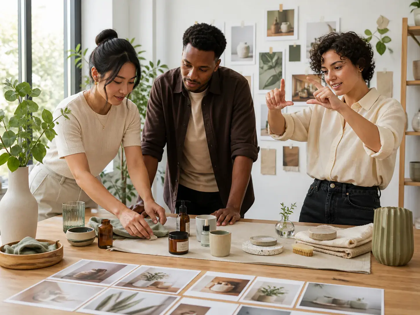 Marketing team workspace with product references campaign scenes and preview