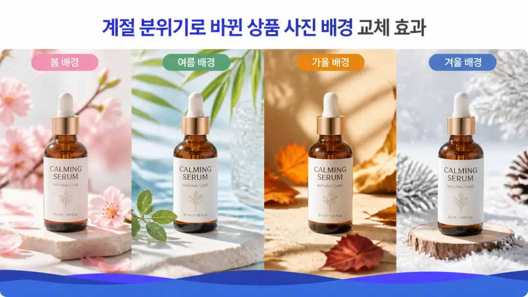 상품 사진의 배경이 계절 분위기로 바뀐 사진편집 결과