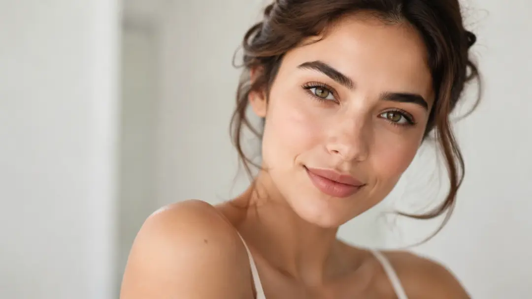 Portrait with subtle retouching showing even skin tone and natural colors