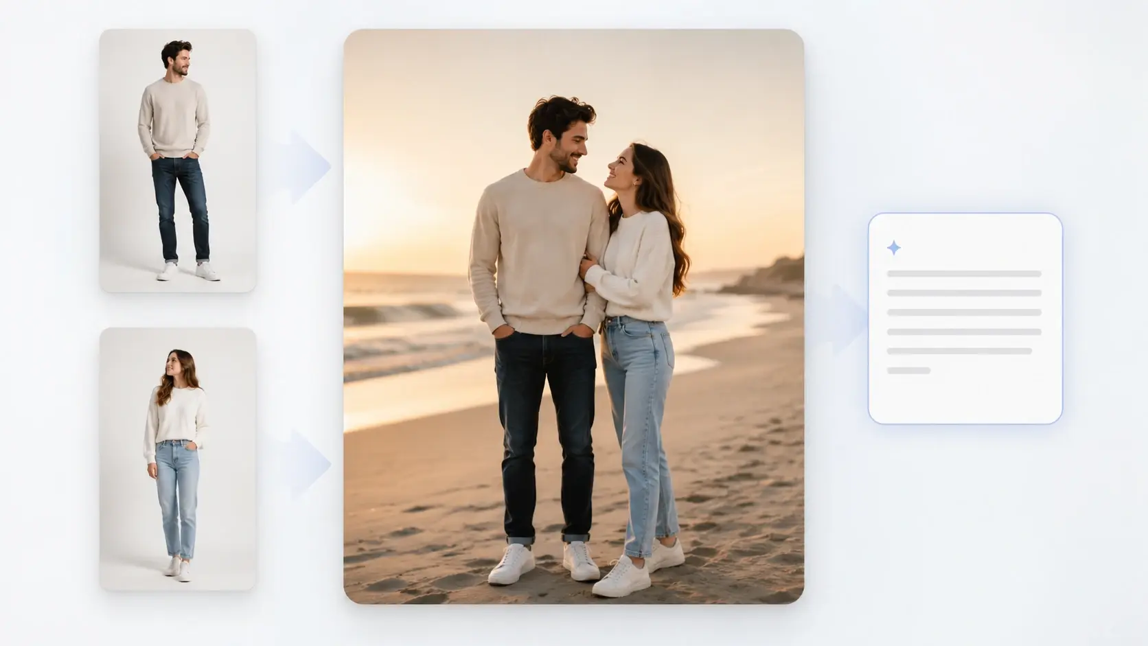 Text prompt guiding how two subjects combine inside the image merger workspace