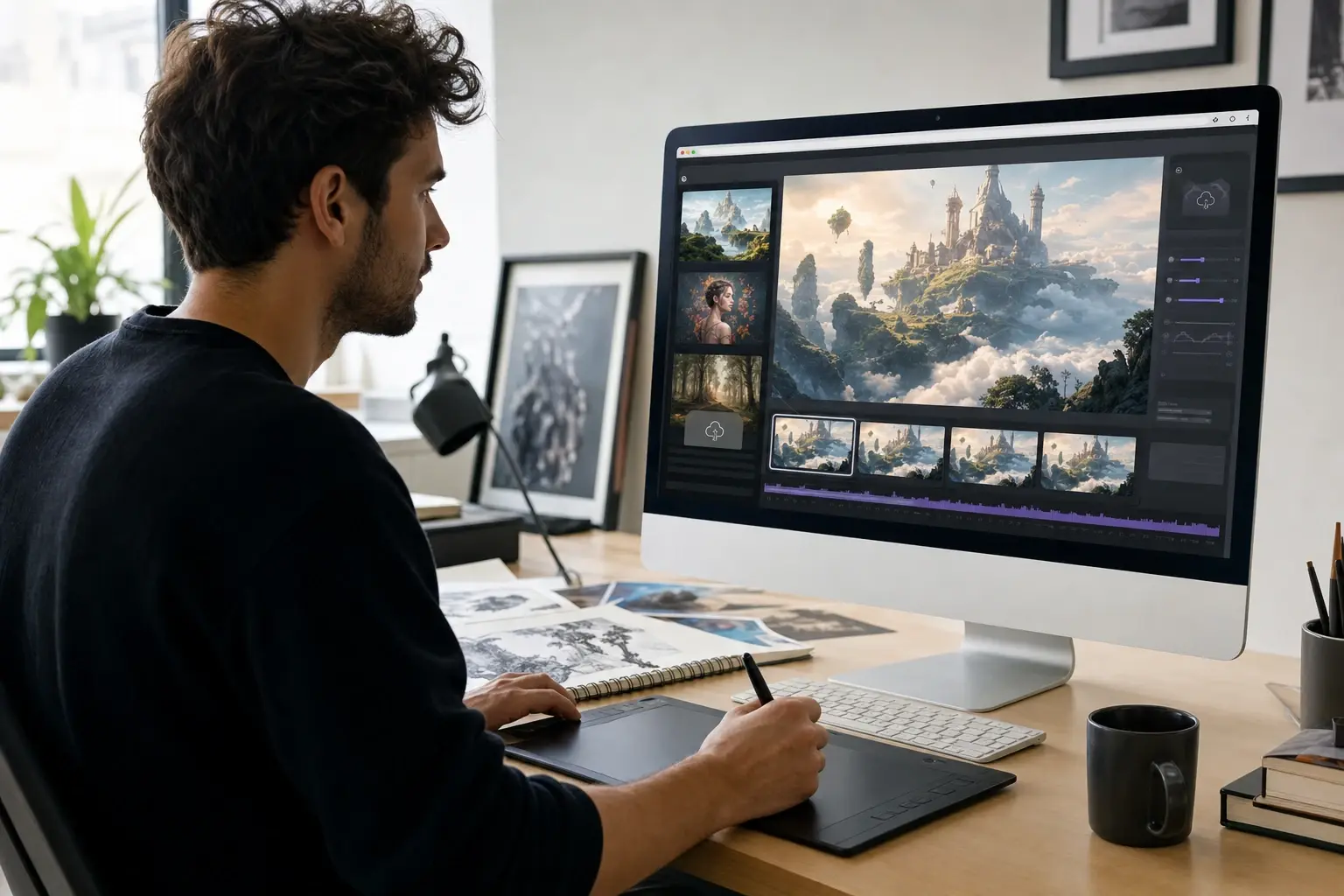 Digital Artist using Image to Video AI - Free AI Image to Video Generator