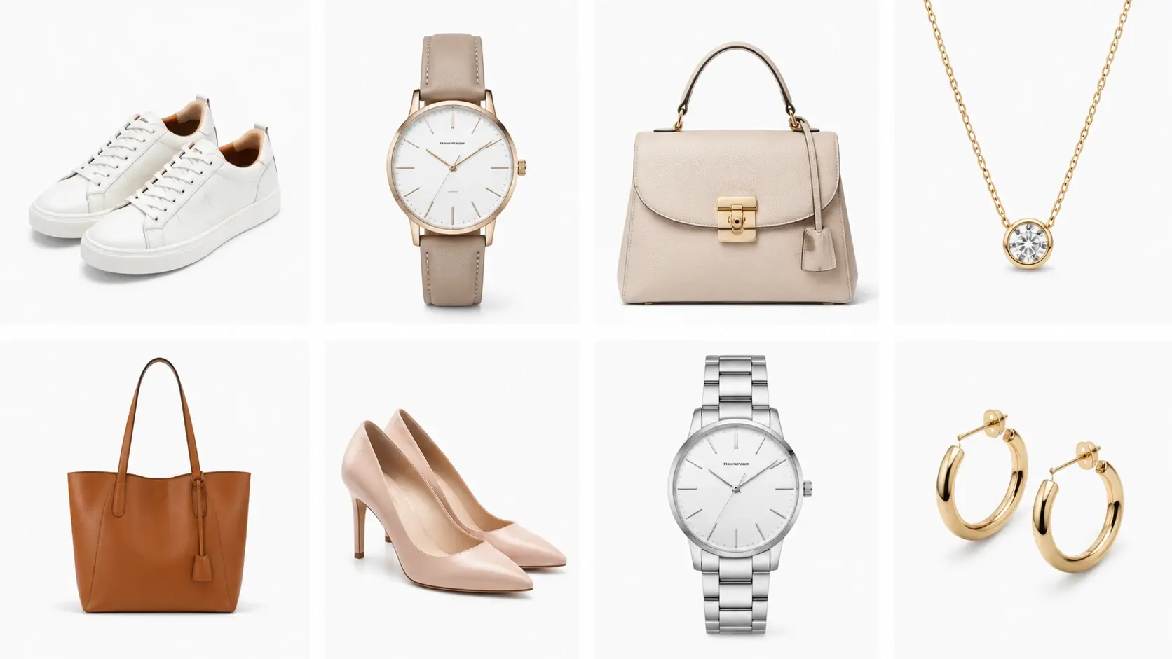 Grid of eight product photos uniformly upscaled in batch
