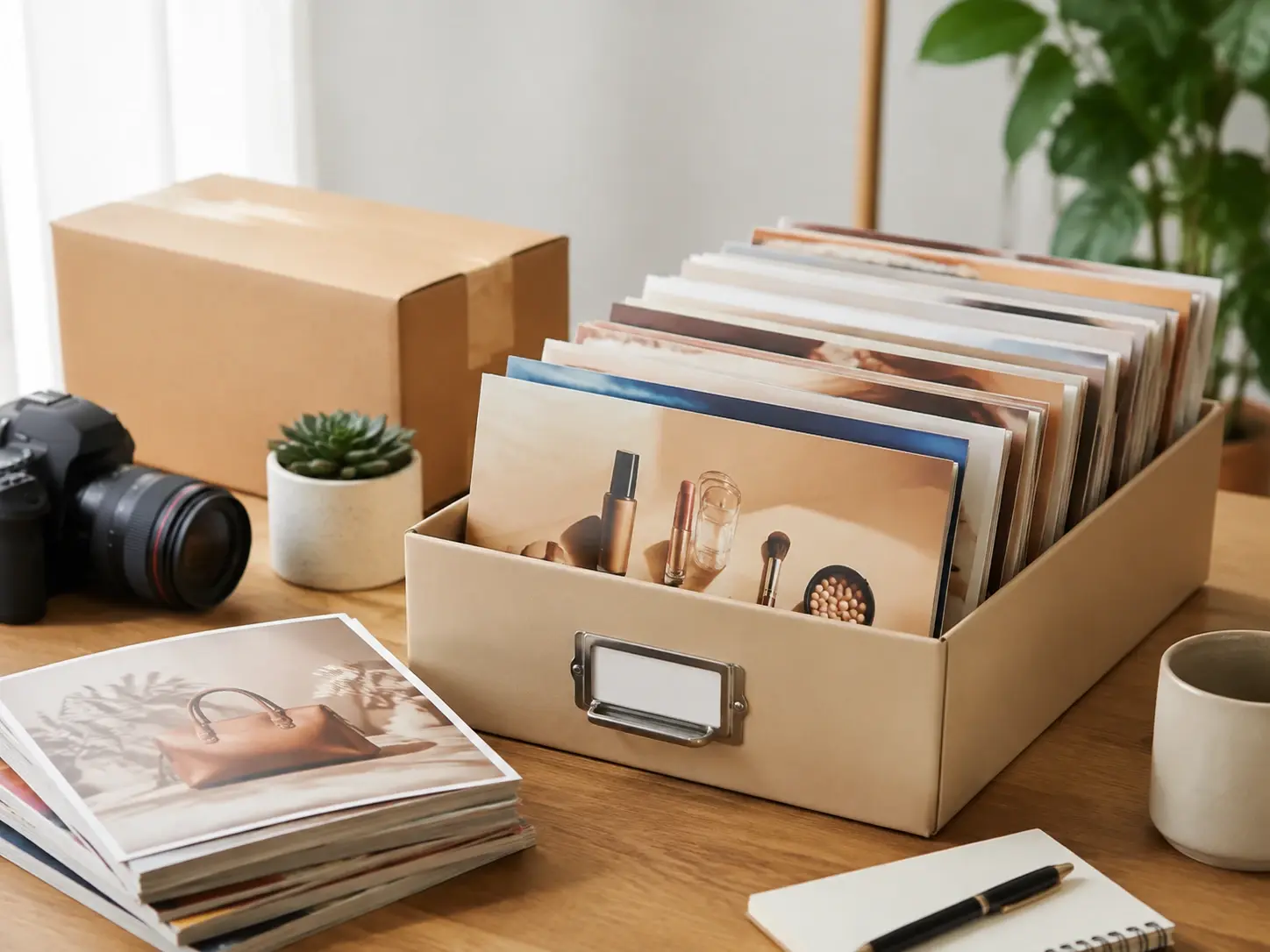 Batch of product and campaign images queued for enlargement in a workspace