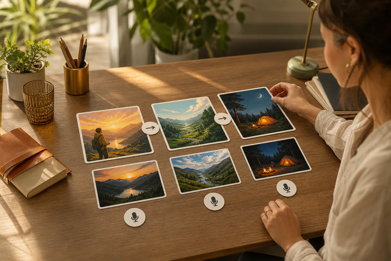 Prompt panel with @ assigned image, video, and audio references for segments