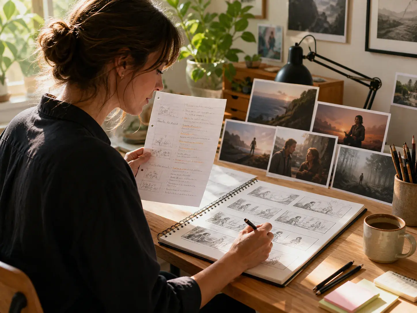Freelance editor revising client notes inside a VideoAI project workspace