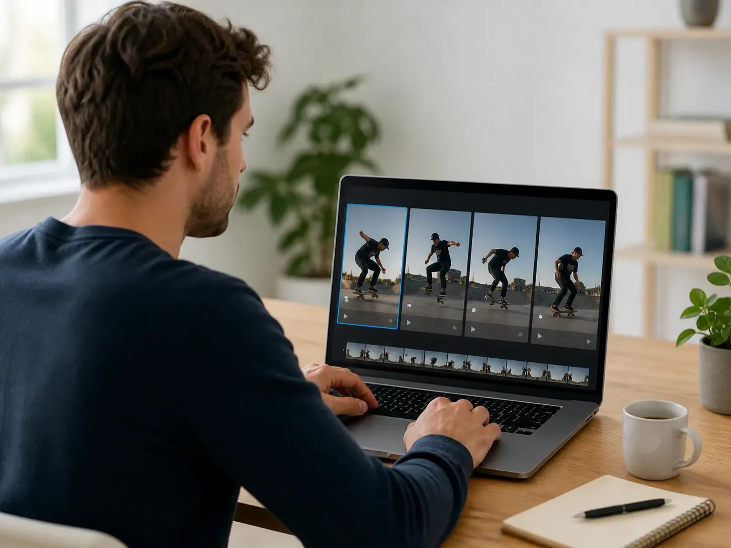 Marketer comparing several Instagram video ad versions on one laptop screen